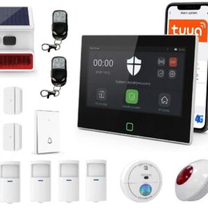 Zestaw alarmowy Alarmzone P70 4G + czujnik dymu, wstrząsów, syrena wewnętrzna, syrena solarna, dzwonek do drzwi