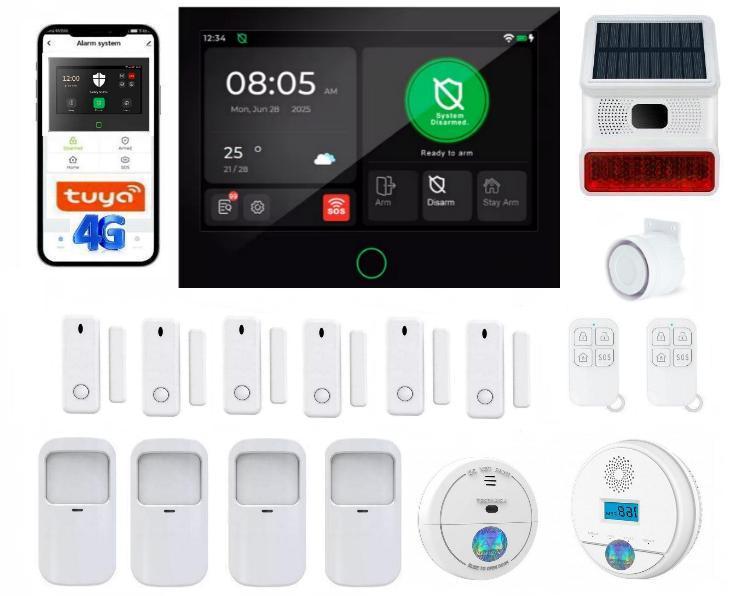 Alarm bezprzewodowy Tuya Smart G74-4G z czujnikiem czadu i dymu